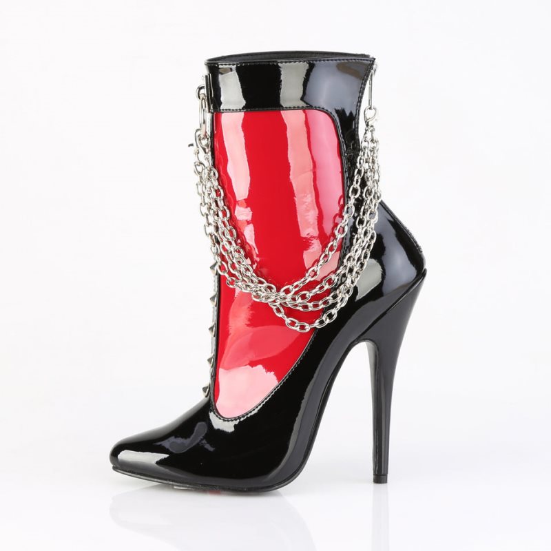 Bottines Pleaser Domina-1033 Femme Noir Rouge | PARIS FRMKQRBZ