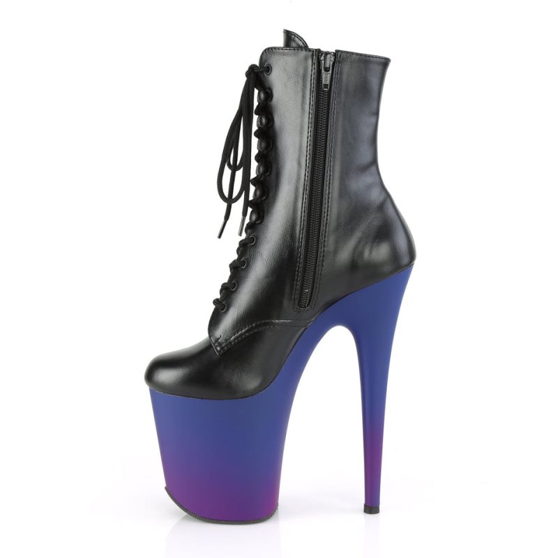 Bottines Pleaser Flamingo-1020BP Vegan Leather Femme Noir Bleu | FRANCE FRVMWIAH