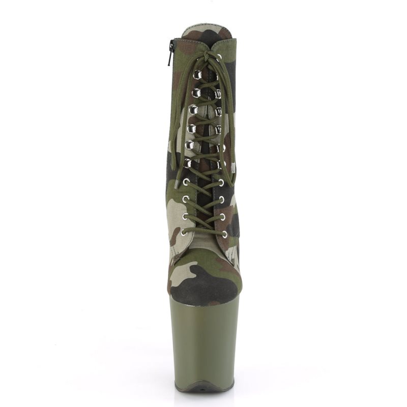 Bottines Pleaser Flamingo-1020CAMO Femme Vert | PARIS FRQUXRGF