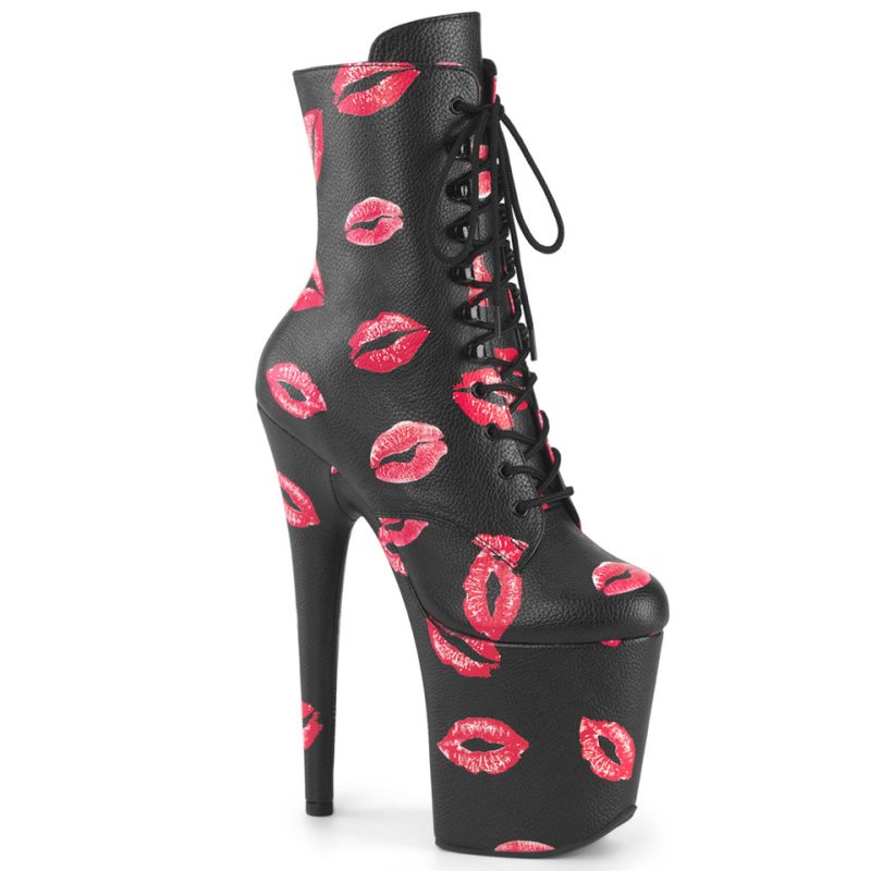 Bottines Pleaser Flamingo-1020KISSES Vegan Leather Femme Noir | PARIS FRADMTBZ