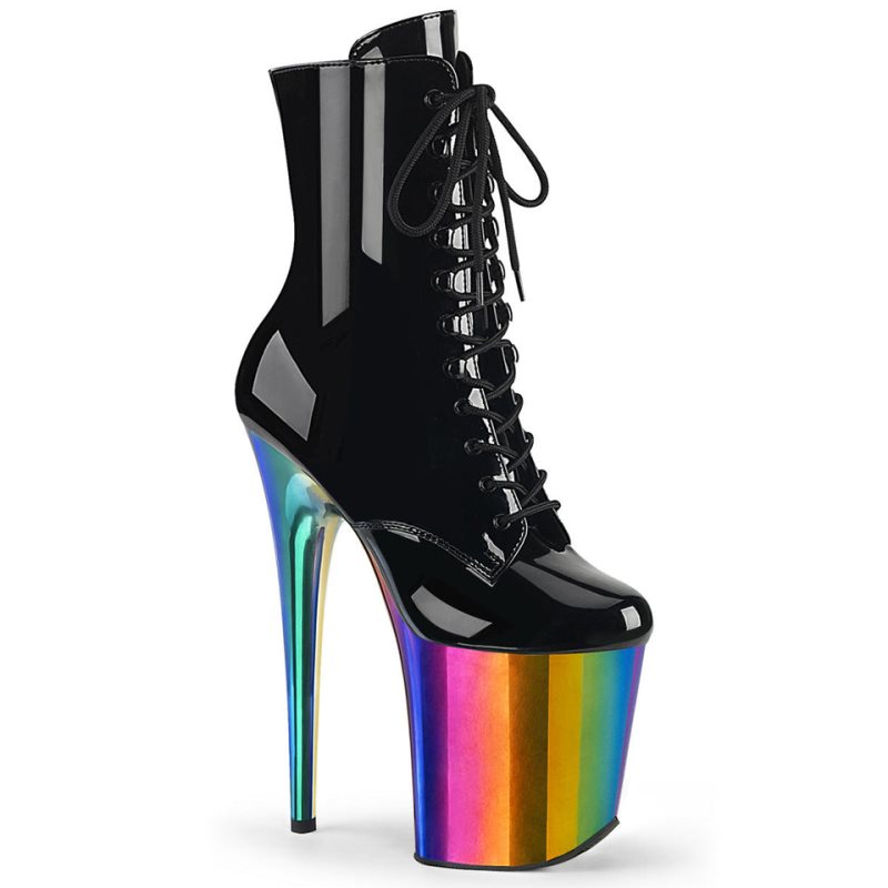 Bottines Pleaser Flamingo-1020RC Femme Noir Multicolore | FRANCE FRYVNCTQ