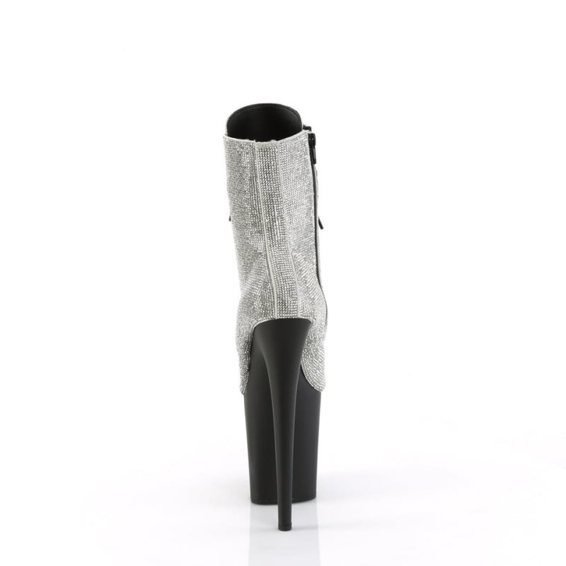 Bottines Pleaser Flamingo-1020RS Femme Argent Noir | PARIS FRYCNLSF