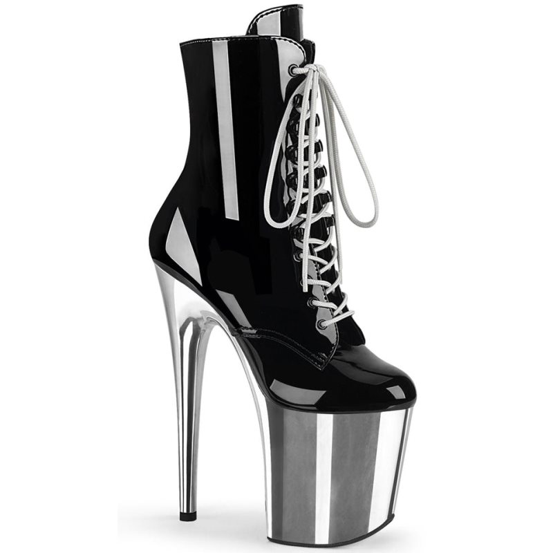 Bottines Pleaser Flamingo-1020 Femme Noir Argent | PARIS FRUBETVF