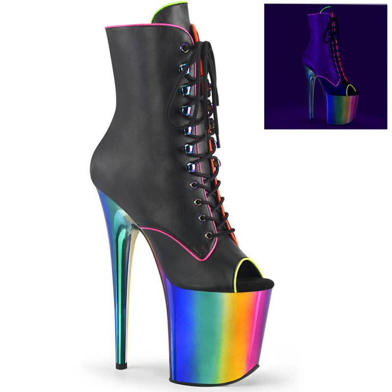 Bottines Pleaser Flamingo-1021RC-02 Femme Noir Multicolore | FRANCE FRDSYPNQ