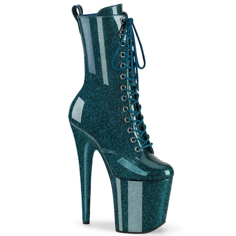 Bottines Pleaser Flamingo-1040GP Femme Turquoise | FRANCE FRZBUIFR