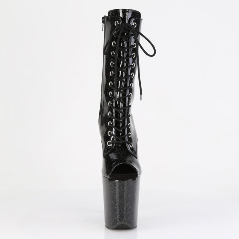 Bottines Pleaser Flamingo-1041GP Glitter Femme Noir | FRANCE FRXCBIKF