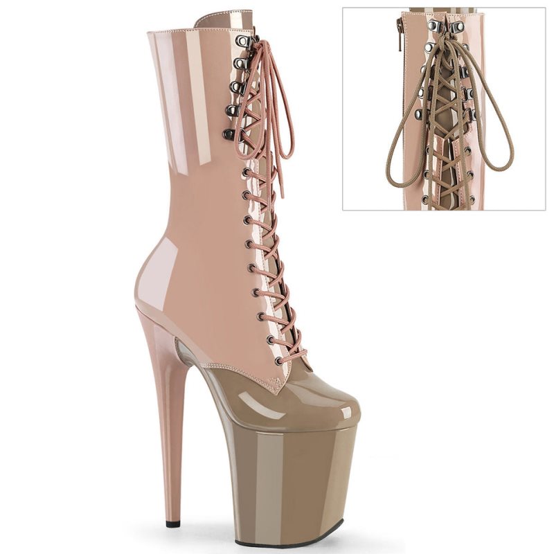 Bottines Pleaser Flamingo-1054DC Femme Rose Marron | FRANCE FRARUJYV