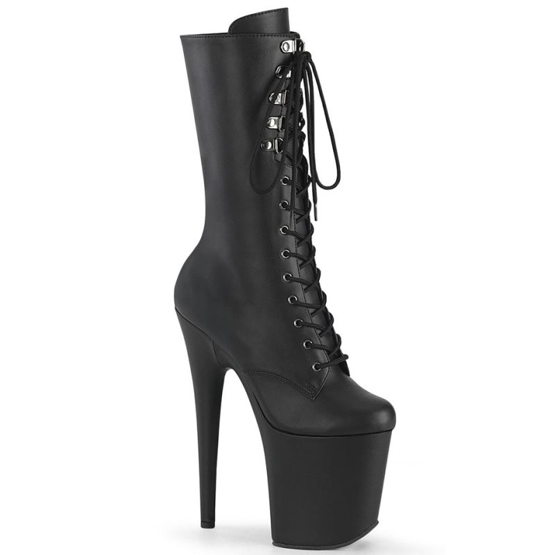 Bottines Pleaser Flamingo-1054 Vegan Leather Femme Noir | FRANCE FRHZFOEC