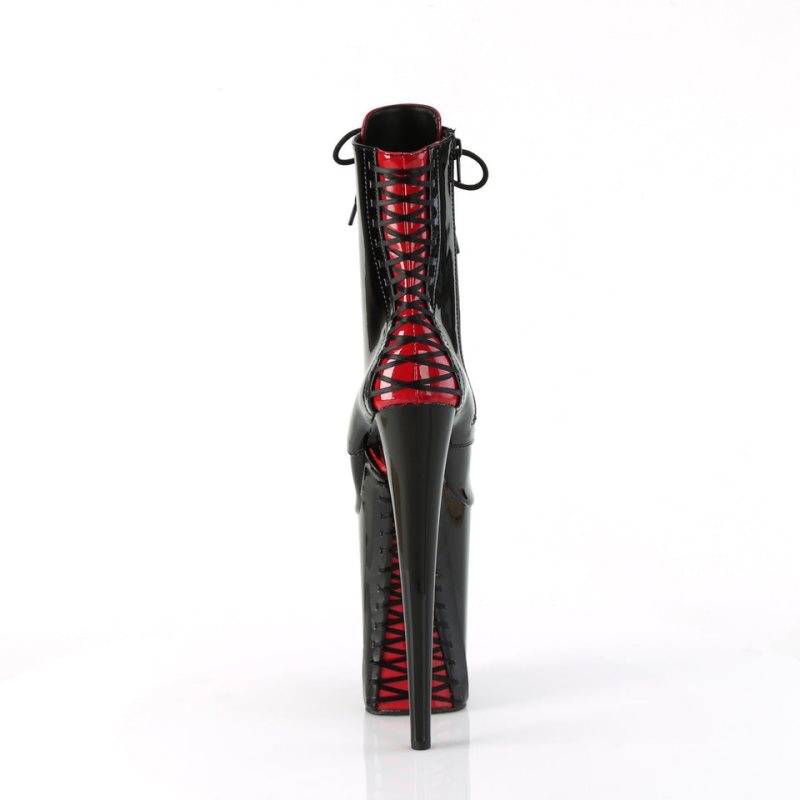 Bottines Pleaser Infinity-1020FH Femme Noir Rouge | PARIS FRARJQLK