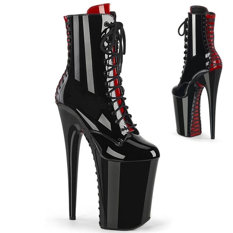 Bottines Pleaser Infinity-1020FH Femme Noir Rouge | PARIS FRARJQLK