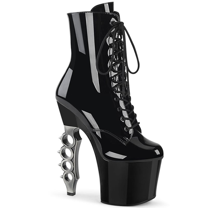 Bottines Pleaser Irongrip-1020 Femme Noir Argent | PARIS FRYERCAJ