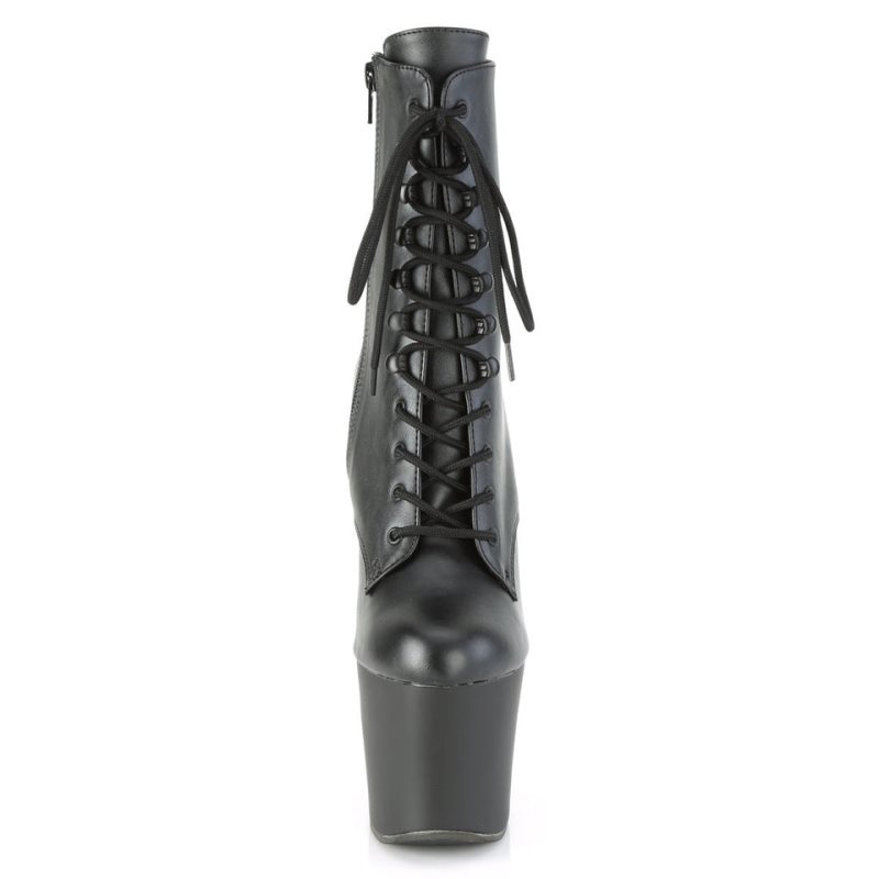 Bottines Pleaser Irongrip-1020 Vegan Leather Femme Noir Argent | FRANCE FRSJAGZQ