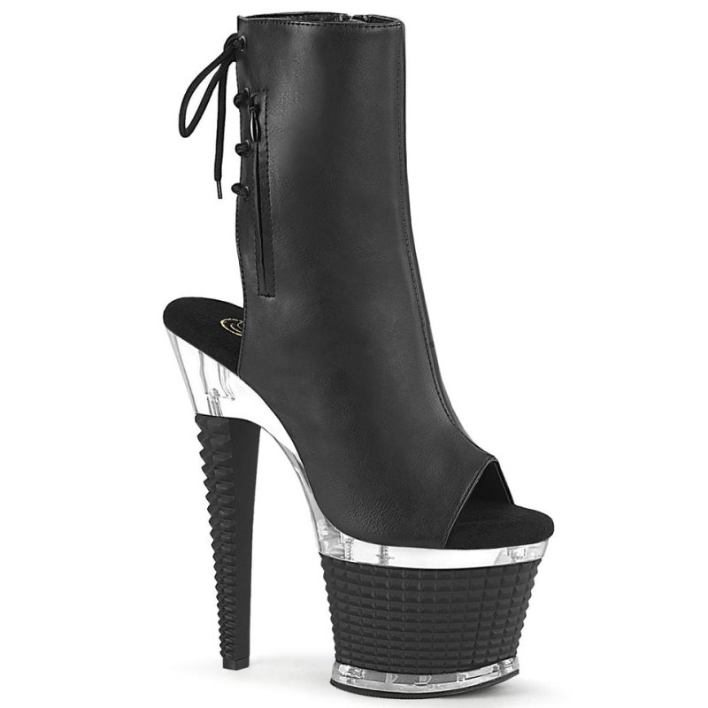 Bottines Pleaser Spectator-1018 Vegan Leather Femme Noir | FRANCE FRUBMZNS