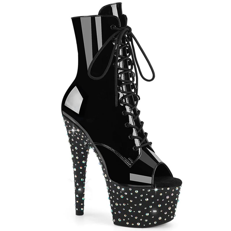 Bottines Pleaser Stardance-1021 Rhinestones Femme Noir Multicolore | FRANCE FRAGLSOU