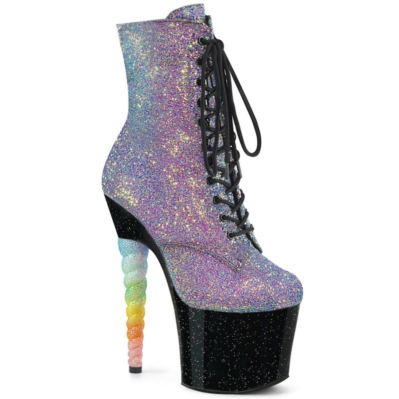 Bottines Pleaser Unicorn-1020G Femme Violette Noir | FRANCE FRTOCAWD