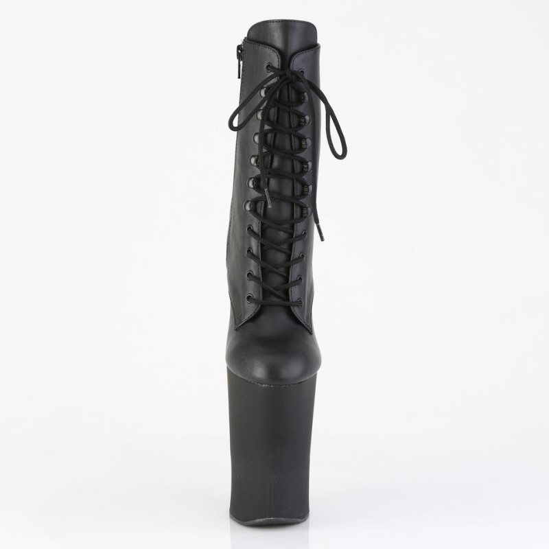 Bottines Pleaser Worship-1020 Faux Leather Femme Noir | FRANCE FRLTYHNP