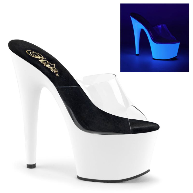 Claquette Plateforme Pleaser Adore-701UV Femme Blanche | PARIS FRTFUZWY