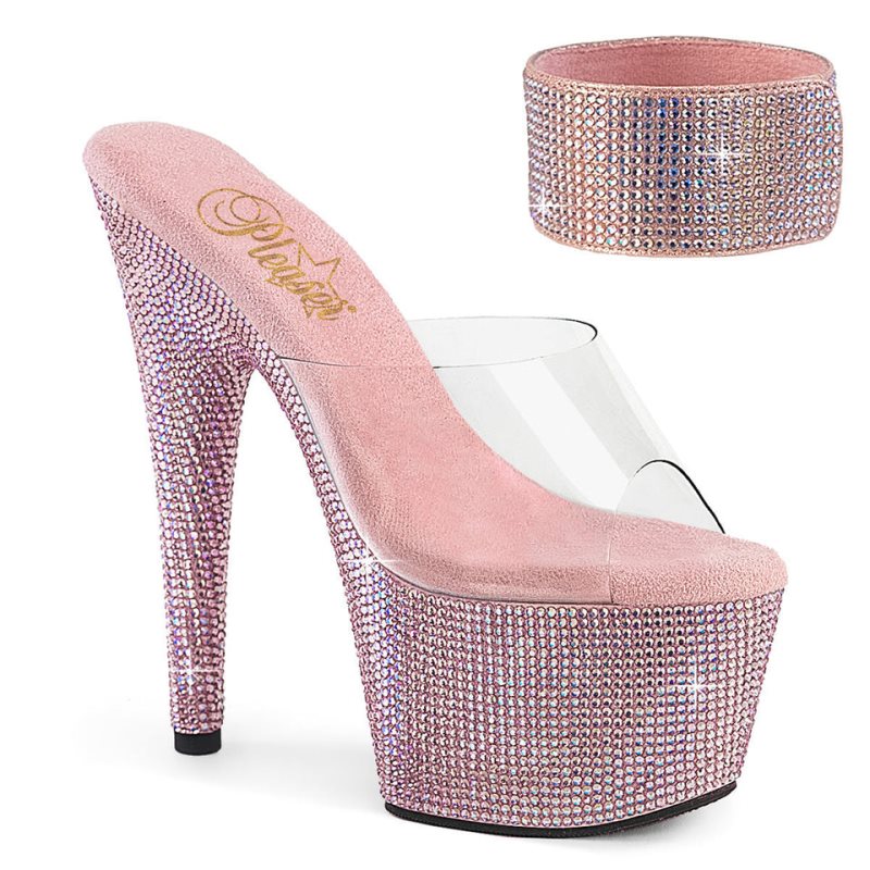 Claquette Plateforme Pleaser Bejeweled-712RS Femme Rose | FRANCE FRNLIAFS