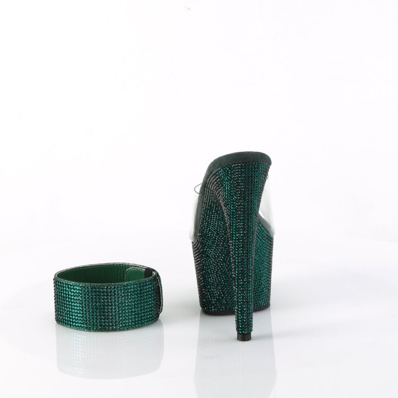 Claquette Plateforme Pleaser Bejeweled-712RS Femme Vert | PARIS FRKMJUXH