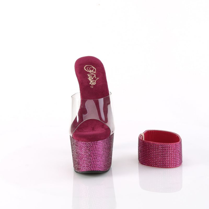 Claquette Plateforme Pleaser Bejeweled-712RS Femme Fushia | FRANCE FRCKNTLR