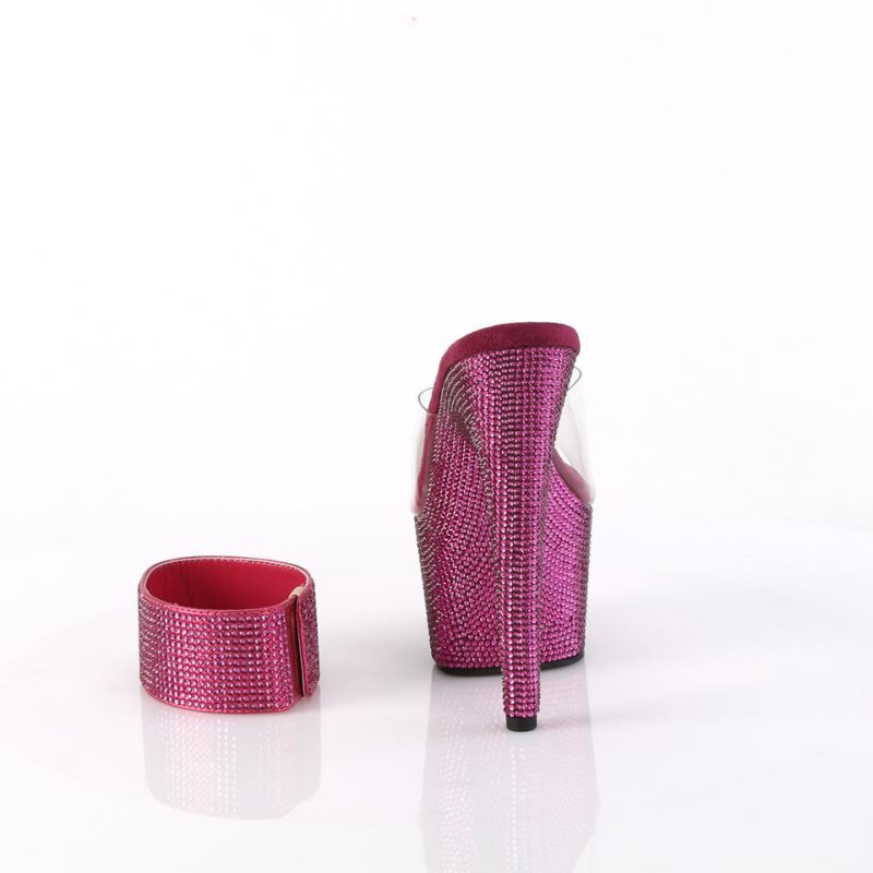 Claquette Plateforme Pleaser Bejeweled-712RS Femme Fushia | FRANCE FRCKNTLR