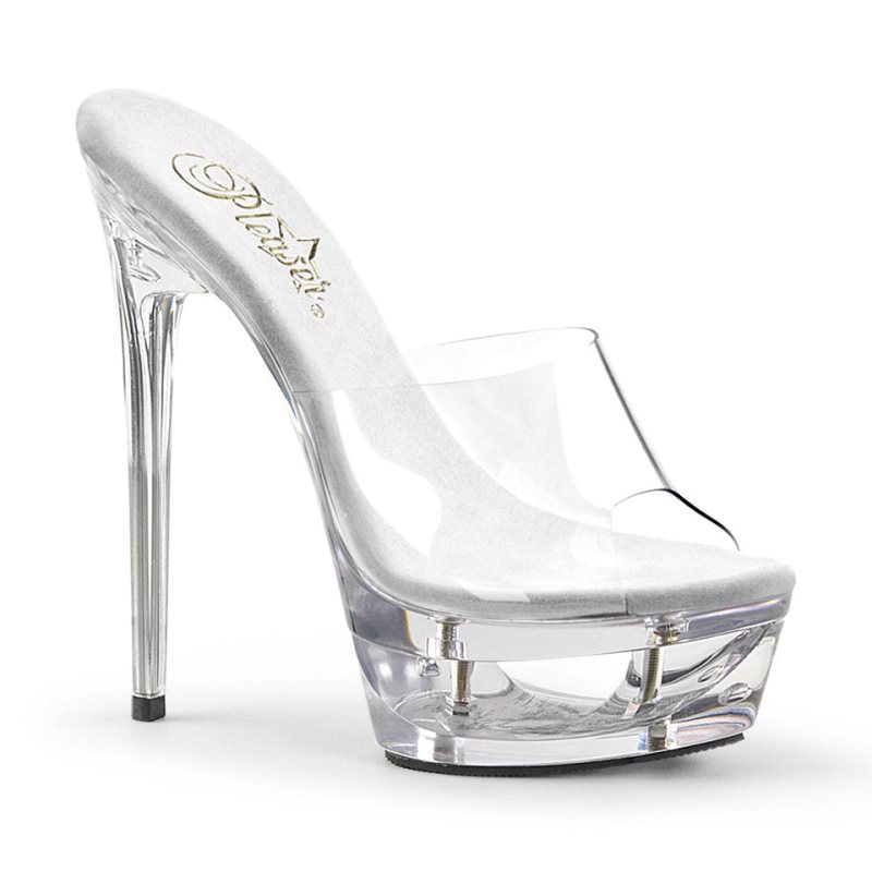 Claquette Plateforme Pleaser Eclipse-601 Femme Clear | PARIS FRDGFJHU