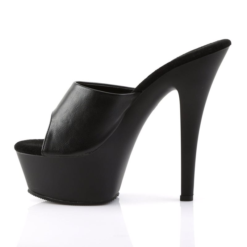 Claquette Plateforme Pleaser Kiss-201 Vegan Leather Femme Noir | PARIS FRQJZKSA