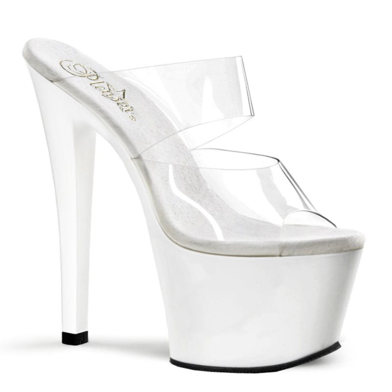 Claquette Plateforme Pleaser Sky-302 Femme Blanche | PARIS FRTSJIVA