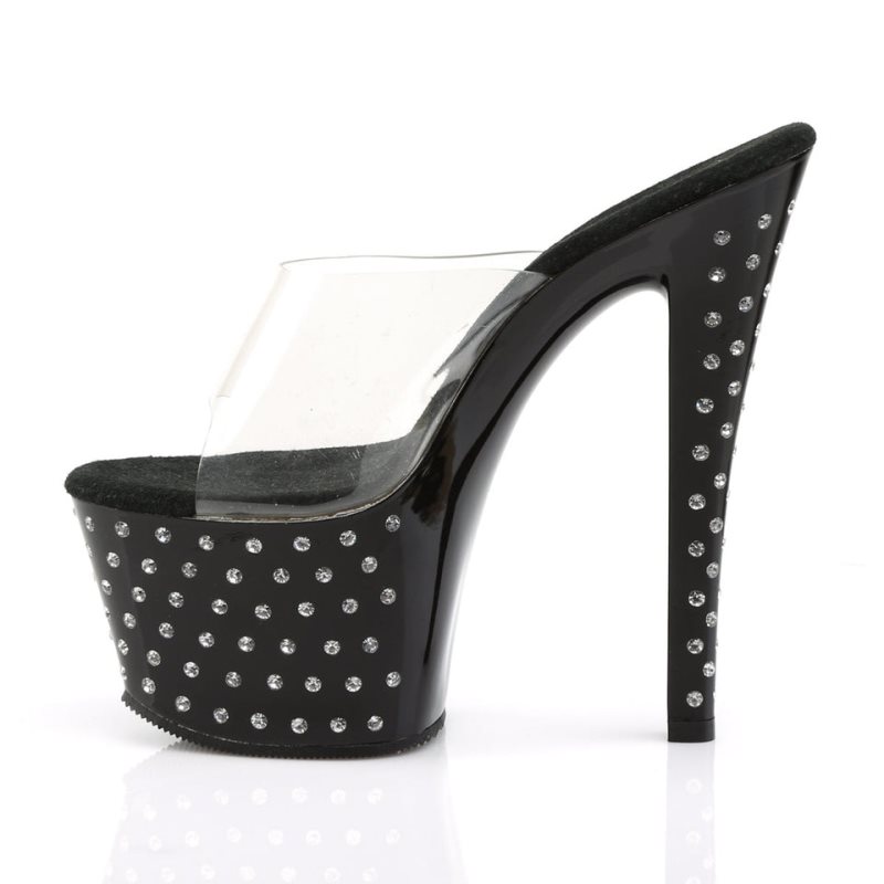 Claquette Plateforme Pleaser Stardust-701 Femme Noir | FRANCE FRLNRWIM