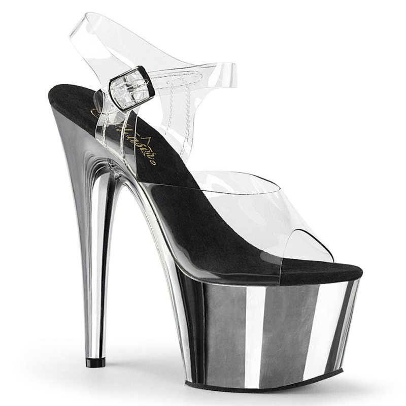 Talons Pleaser Adore-708 Femme Argent | PARIS FRQHYCUE