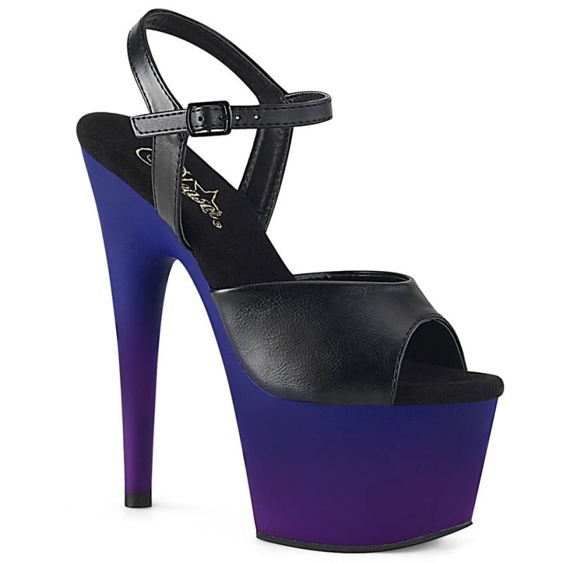 Talons Pleaser Adore-709BP Vegan Leather Femme Noir Bleu | FRANCE FRNRATIF