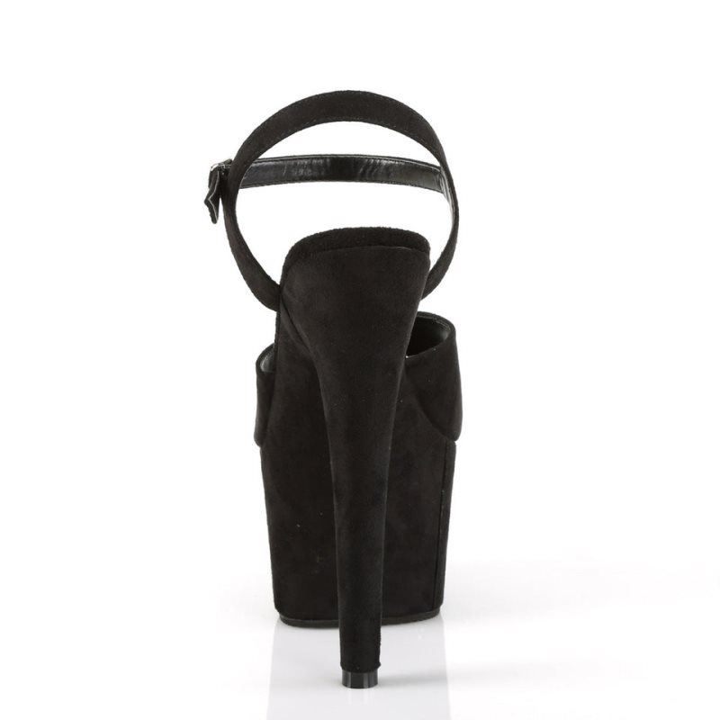 Talons Pleaser Adore-709FS Suede Femme Noir | PARIS FRRKALYD