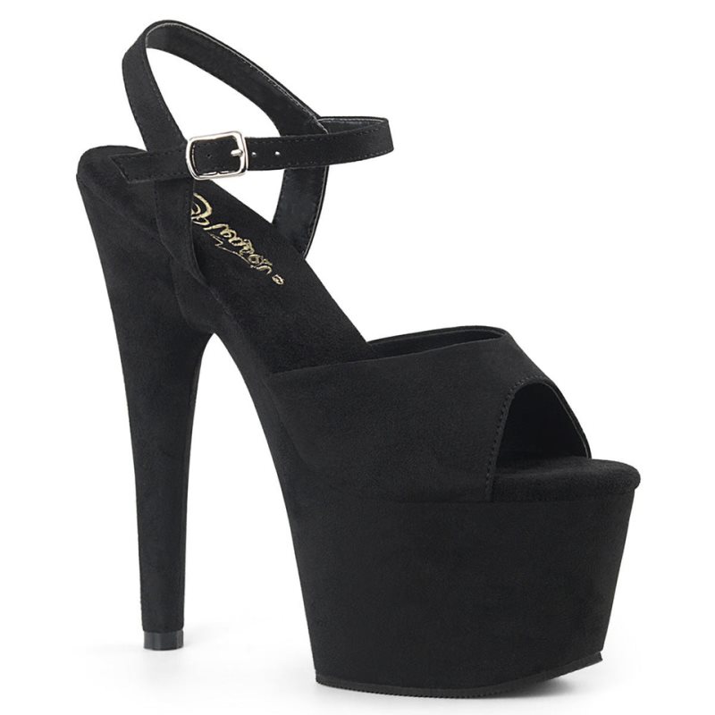 Talons Pleaser Adore-709FS Suede Femme Noir | PARIS FRRKALYD