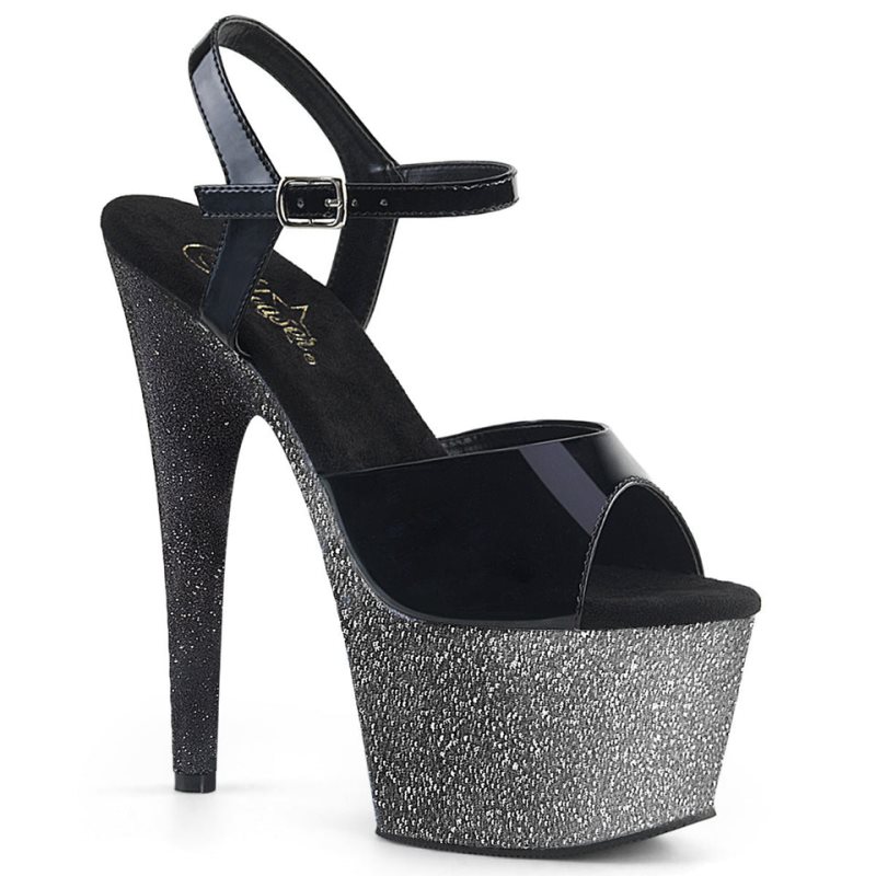 Talons Pleaser Adore-709OMBRE Femme Noir Argent | FRANCE FRMDZKUR