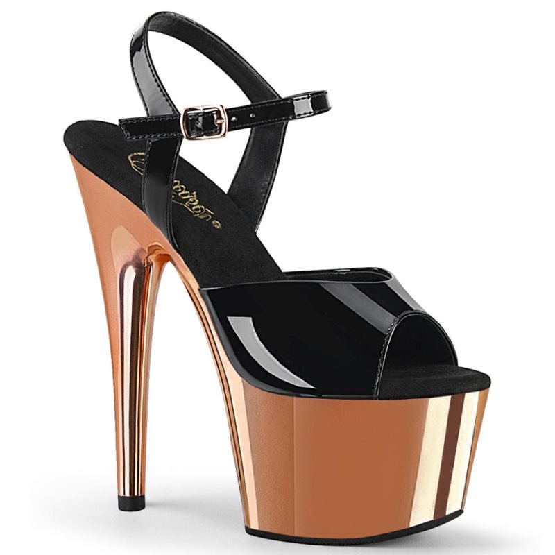 Talons Pleaser Adore-709 Femme Noir Rose Doré | PARIS FRGVHWJY