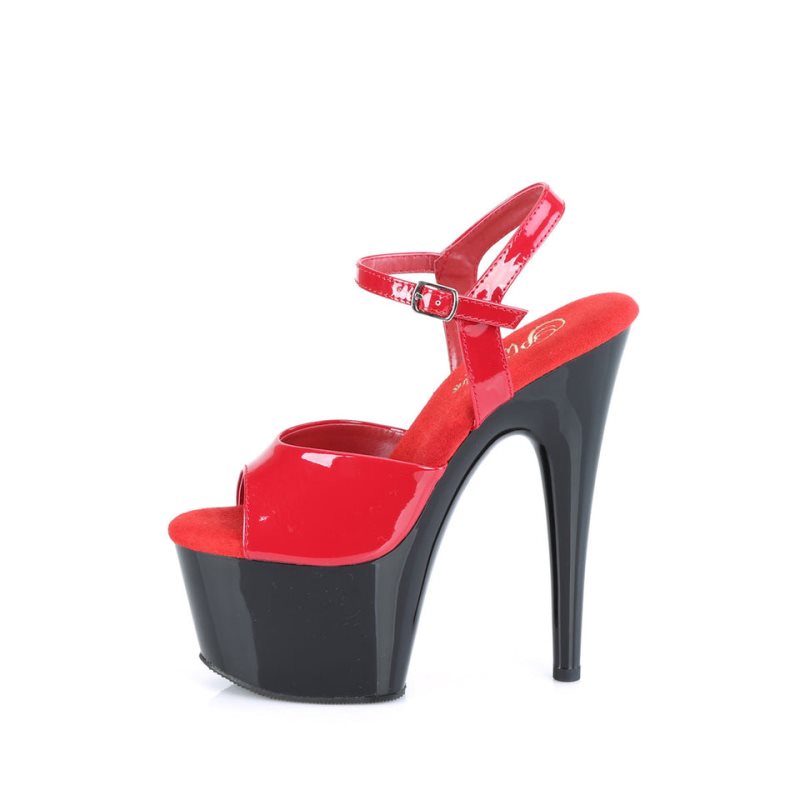 Talons Pleaser Adore-709 Femme Rouge Noir | FRANCE FRJPLVEH