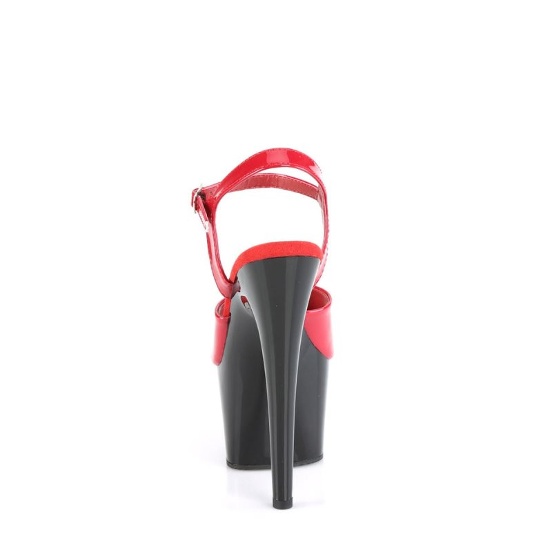 Talons Pleaser Adore-709 Femme Rouge Noir | FRANCE FRJPLVEH