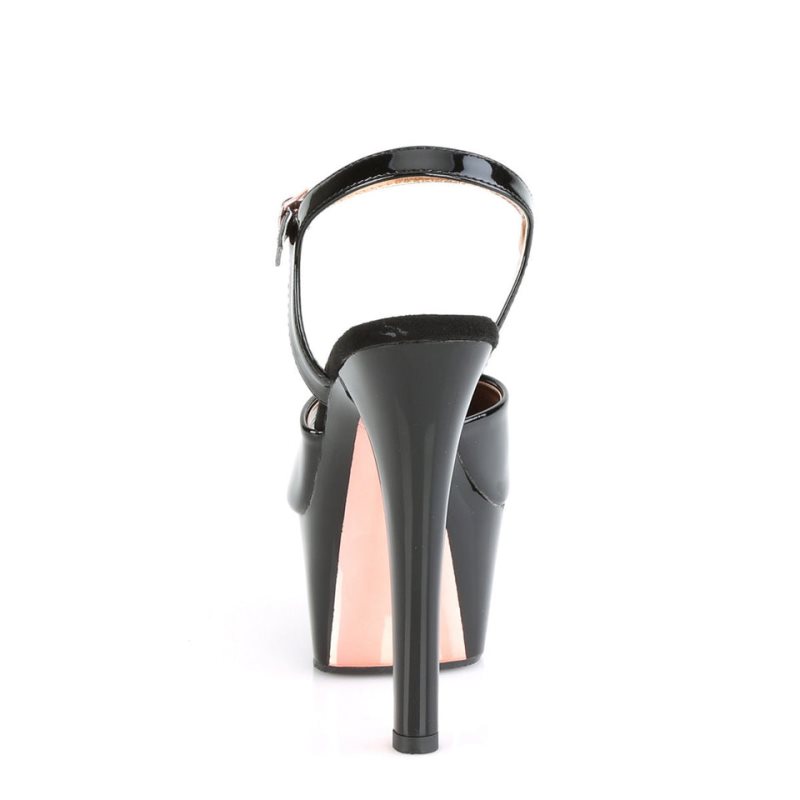 Talons Pleaser Aspire-609TT Femme Noir Rose Doré | PARIS FREWFXZH