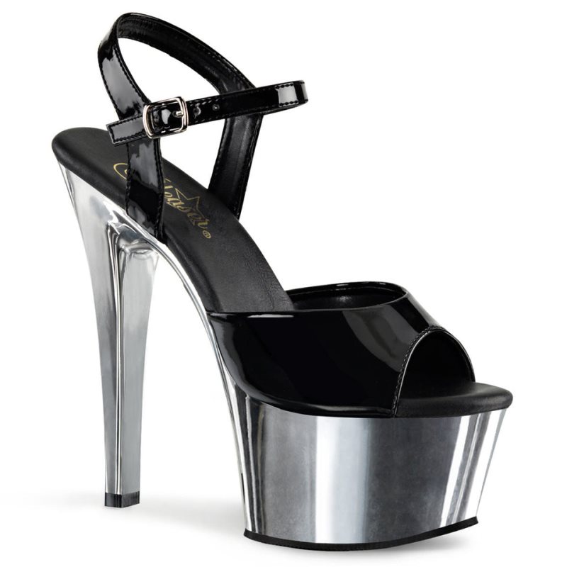 Talons Pleaser Aspire-609 Femme Noir Argent | PARIS FRYPIROG