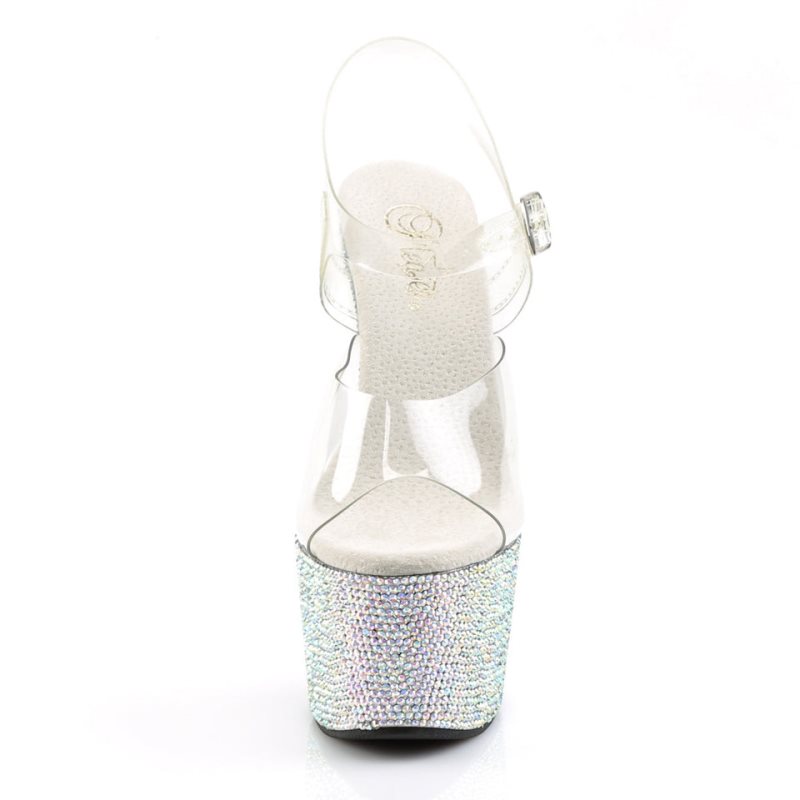 Talons Pleaser Bejeweled-708DM Femme Argent | FRANCE FROZPCYK