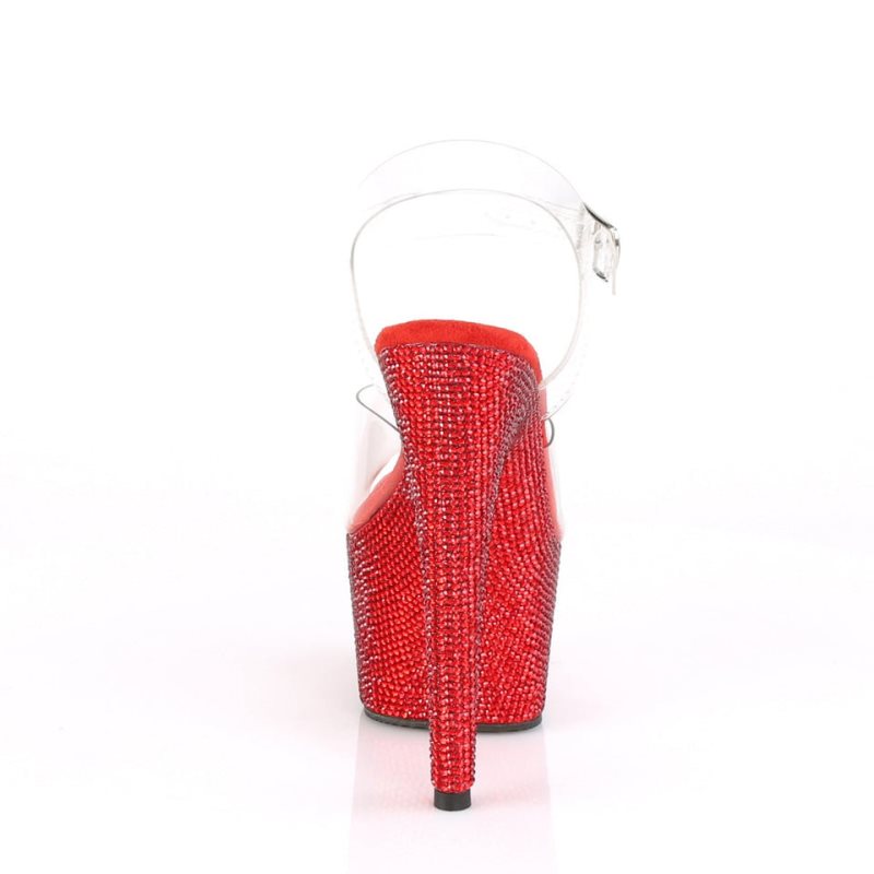 Talons Pleaser Bejeweled-708DM Femme Rouge | PARIS FRNQECFW