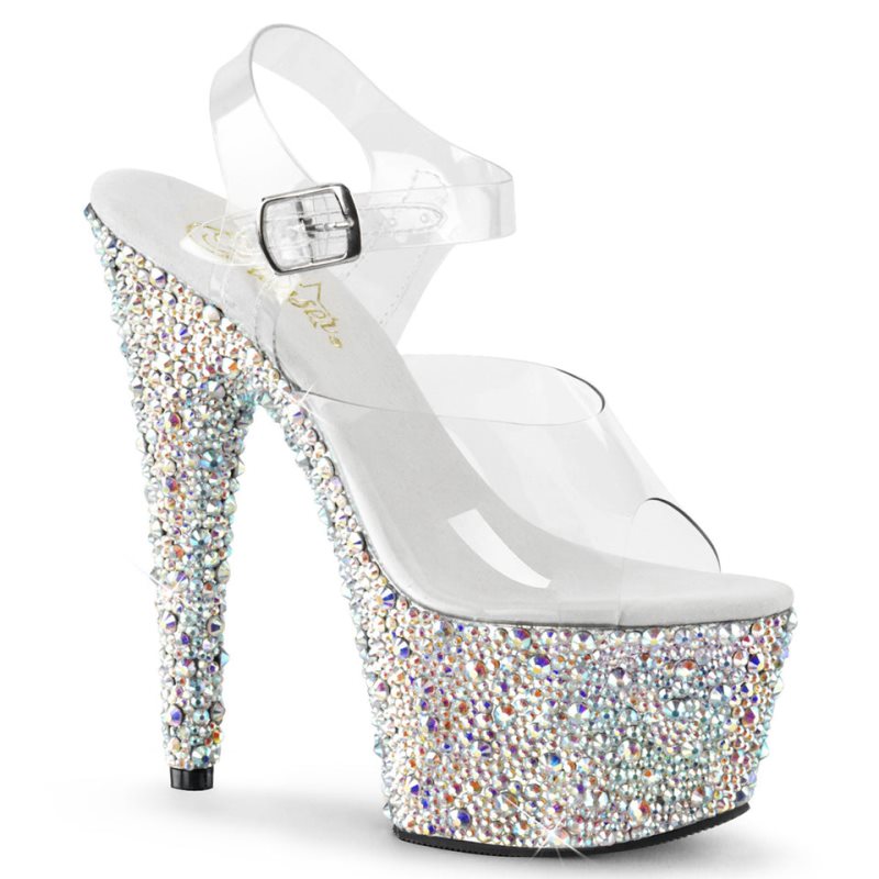 Talons Pleaser Bejeweled-708MS Femme Argent | FRANCE FREULRIH