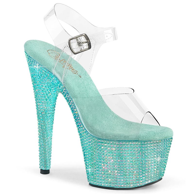 Talons Pleaser Bejeweled-708RRS Femme Turquoise | PARIS FRIHLYJR