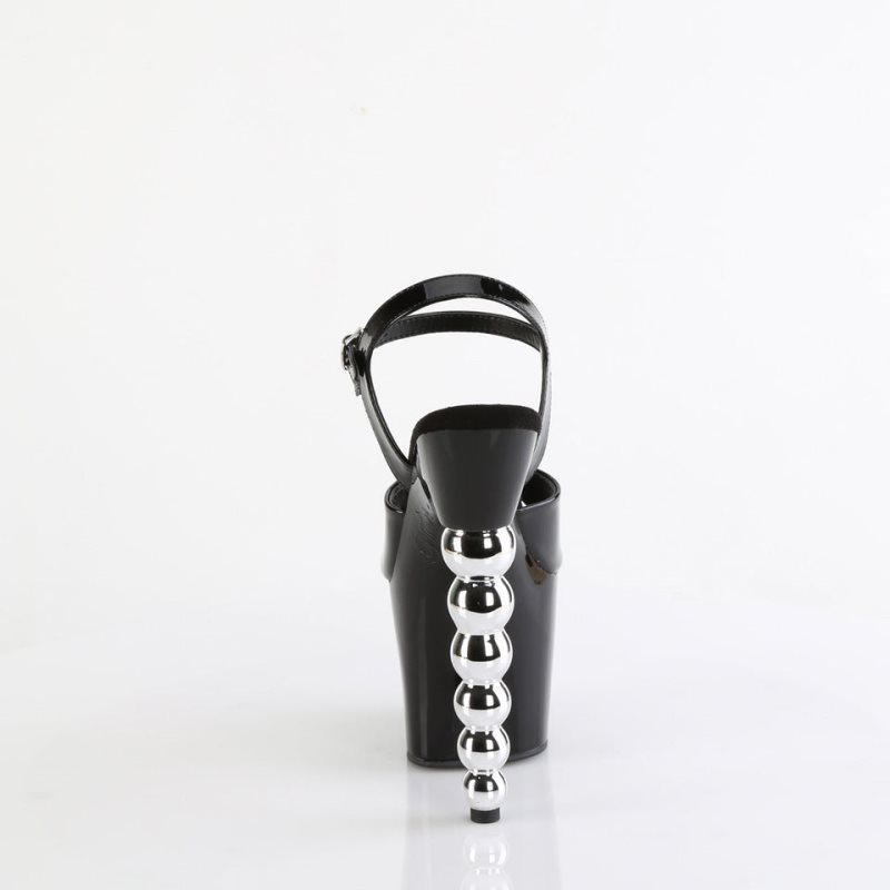 Talons Pleaser Bliss-709 Femme Noir Argent | PARIS FRXNJEBK