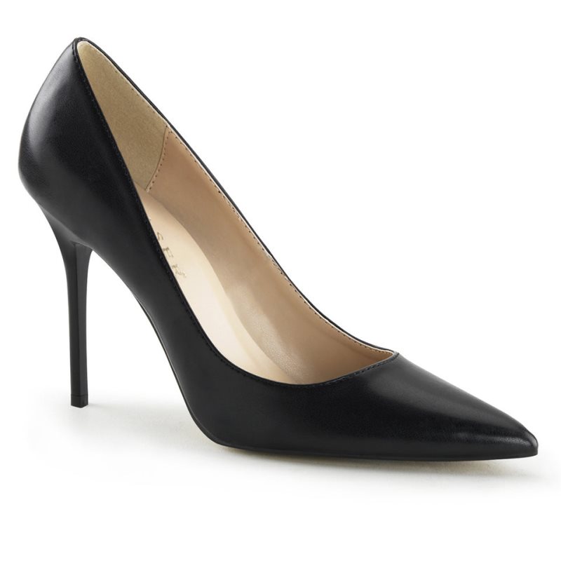 Talons Pleaser Classique-20 Vegan Leather Femme Noir | FRANCE FRUOSDGR