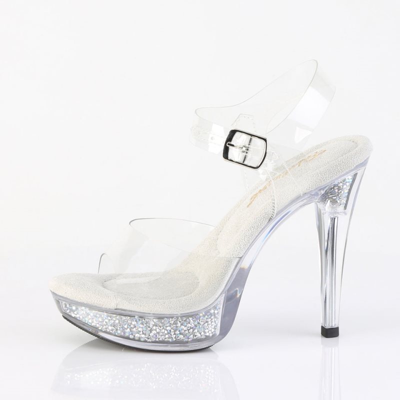 Talons Pleaser Cocktail-508RSI Rhinestones Femme Argent | PARIS FRKDNTWM