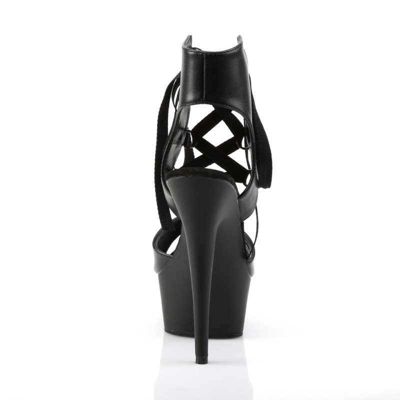 Talons Pleaser Delight-600-14 Vegan Leather Femme Noir | PARIS FRVDNACG