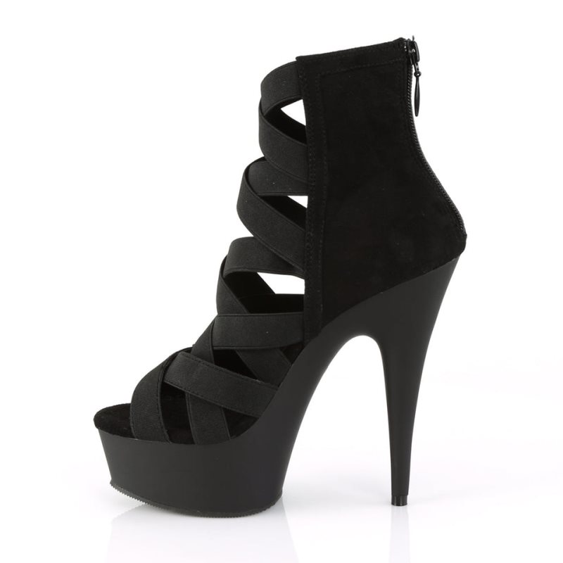 Talons Pleaser Delight-600-24 Suede Femme Noir | FRANCE FRJFOCBI