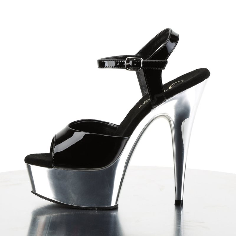 Talons Pleaser Delight-609 Femme Noir Argent | FRANCE FRAZENMD