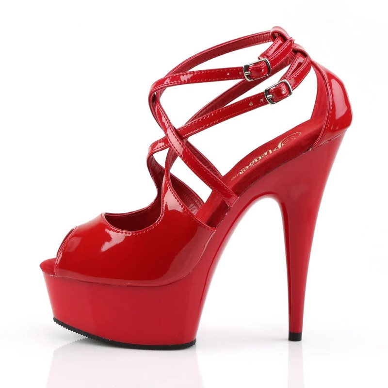 Talons Pleaser Delight-612 Femme Rouge | FRANCE FRNXTSVK